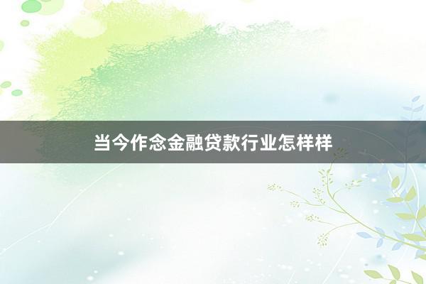 当今作念金融贷款行业怎样样